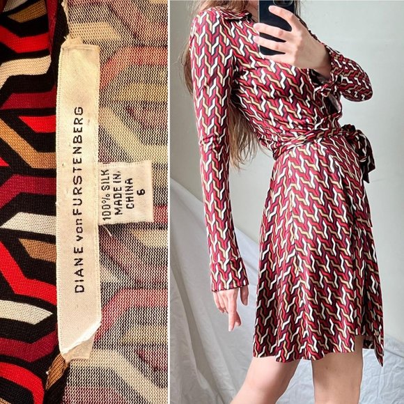 Vintage y2k Diane Von Furstenberg silk wrap dress Size 6 - Picture 3 of 5